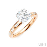 1/4 Ctw Round Shape Baguette and Round Cut Diamond Semi-Mount Engagement Ring in 14K Rose and White Gold