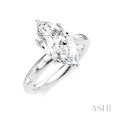 1/4 Ctw Marquise Shape Baguette and Round Cut Diamond Semi-Mount Engagement Ring in 14K White Gold