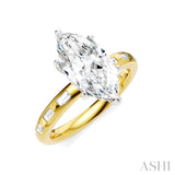 1/4 Ctw Marquise Shape Baguette and Round Cut Diamond Semi-Mount Engagement Ring in 14K Yellow and White Gold