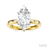 1/4 Ctw Marquise Shape Baguette and Round Cut Diamond Semi-Mount Engagement Ring in 14K Yellow and White Gold
