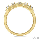 1 Ctw Emerald Shape 5 Stone Emerald & Round Cut Diamond Halo Wedding Band in 14K Yellow Gold