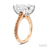 1/8 Ctw Emerald Shape Round Cut Diamond Akari Wheat Shank Semi-Mount Engagement Ring in 14K Rose and White Gold