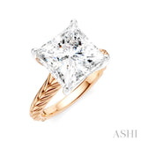 1/8 Ctw Princess Shape Round Cut Diamond Akari Wheat Shank Semi-Mount Engagement Ring in 14K Rose and White Gold