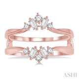 3/8 Ctw Baguette and Round Cut Diamond Insert Ring in 14K Rose Gold