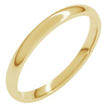 10K Yellow Gold 2 mm Lightweight Comfort-Fit Half Round Band Size 6.5