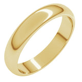 18K Yellow Gold 4 mm Half Round Band Size 9