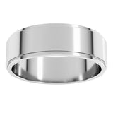14K White Gold 6 mm Stepped-Edge Flat Band Size 12
