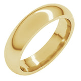 18K Yellow Gold 5 mm Comfort-Fit Half Round Band Size 7.5