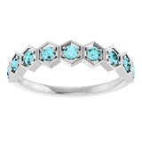 14K White Gold Natural Blue Zircon Stackable Ring