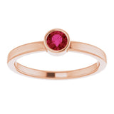 14K Rose Gold 4 mm Natural Ruby Ring