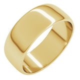 14K Yellow Gold 7 mm Lightweight Half Round Band Size 11