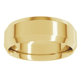 14K Yellow Gold 7 mm Beveled-Edge Comfort-Fit Flat Band Size 10