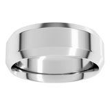 14K X1 White Gold 7 mm Beveled-Edge Comfort-Fit Flat Band Size 10