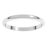 10K White Gold 2 mm Half Round Band Size 6.5