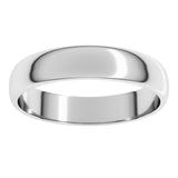 14K White Gold 4 mm Lightweight Half Round Band Size 10