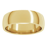 14K Yellow Gold 6 mm Lightweight Comfort-Fit Half Round Band Size 20