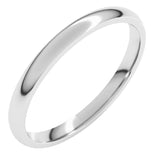 10K White Gold 2 mm Lightweight Comfort-Fit Half Round Band Size 7