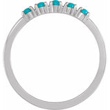 14K White Gold Natural Turquoise Cabochon Stackable Ring