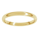 14K Yellow Gold 2 mm Lightweight Comfort-Fit Half Round Band Size 2.5