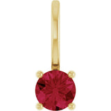 14K Yellow Gold Imitation Ruby Solitaire Charm/Pendant
