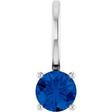 14K White Gold Imitation Blue Sapphire Solitaire Charm/Pendant