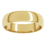14K Yellow Gold 5 mm Lightweight Half Round Band Size 10