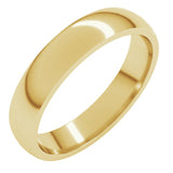 18K Yellow Gold 4 mm Lightweight Comfort-Fit Half Round Band Size 7.5