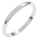 14K White Gold 2 mm Lightweight Half Round Band Size 8