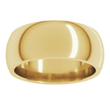 14K Yellow Gold 8 mm Comfort-Fit Half Round Band Size 7
