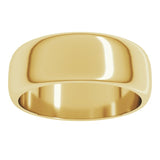 14K Yellow Gold 7 mm Half Round Band Size 6