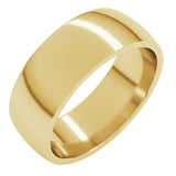 10K Yellow Gold 7 mm Lightweight Comfort-Fit Half Round Band Size 9