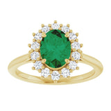 14K Yellow Gold Lab-Grown Emerald & 1/3 CTW Lab-Grown Diamond Ring