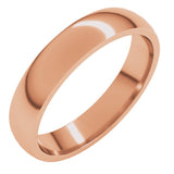 14K Rose Gold 4 mm Lightweight Comfort-Fit Half Round Band Size 10