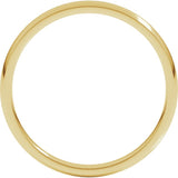14K Yellow Gold 2 mm Lightweight Comfort-Fit Half Round Band Size 11