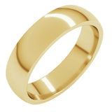 14K Yellow Gold 5 mm Lightweight Comfort-Fit Half Round Band Size 11