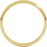 14K Yellow Gold 2.5 mm Lightweight Half Round Band Size 6