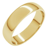 10K Yellow Gold 5 mm Lightweight Half Round Band Size 8.5