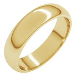 18K Yellow Gold 5 mm Half Round Band Size 10.5