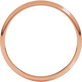 14K Rose Gold 2 mm Lightweight Half Round Band Size 6