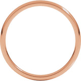 14K Rose Gold 2 mm Lightweight Comfort-Fit Half Round Band Size 4