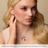 Sterling Silver 7 mm Natural Mozambique Garnet & .015 CTW Natural Diamond 18" Necklace