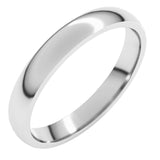 10K White Gold 3 mm Lightweight Comfort-Fit Half Round Band Size 5.5