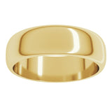 18K Yellow Gold 6 mm Half Round Band Size 7
