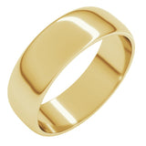 14K Yellow Gold 6 mm Lightweight Half Round Band Size 10.5