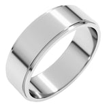 14K White Gold 6 mm Stepped-Edge Flat Band Size 10.5