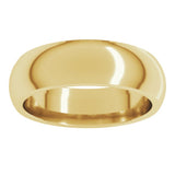 14K Yellow Gold 6 mm Comfort-Fit Half Round Band Size 4.5