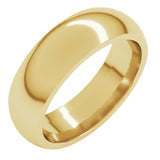 14K Yellow Gold 6 mm Comfort-Fit Half Round Band Size 8.5