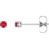 14K White Gold 2.5 mm Lab-Grown Ruby Earrings