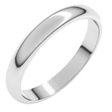 Platinum 3 mm Half Round Band Size 6