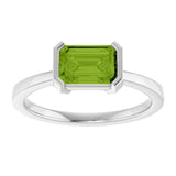 14K White Gold Natural Peridot Ring